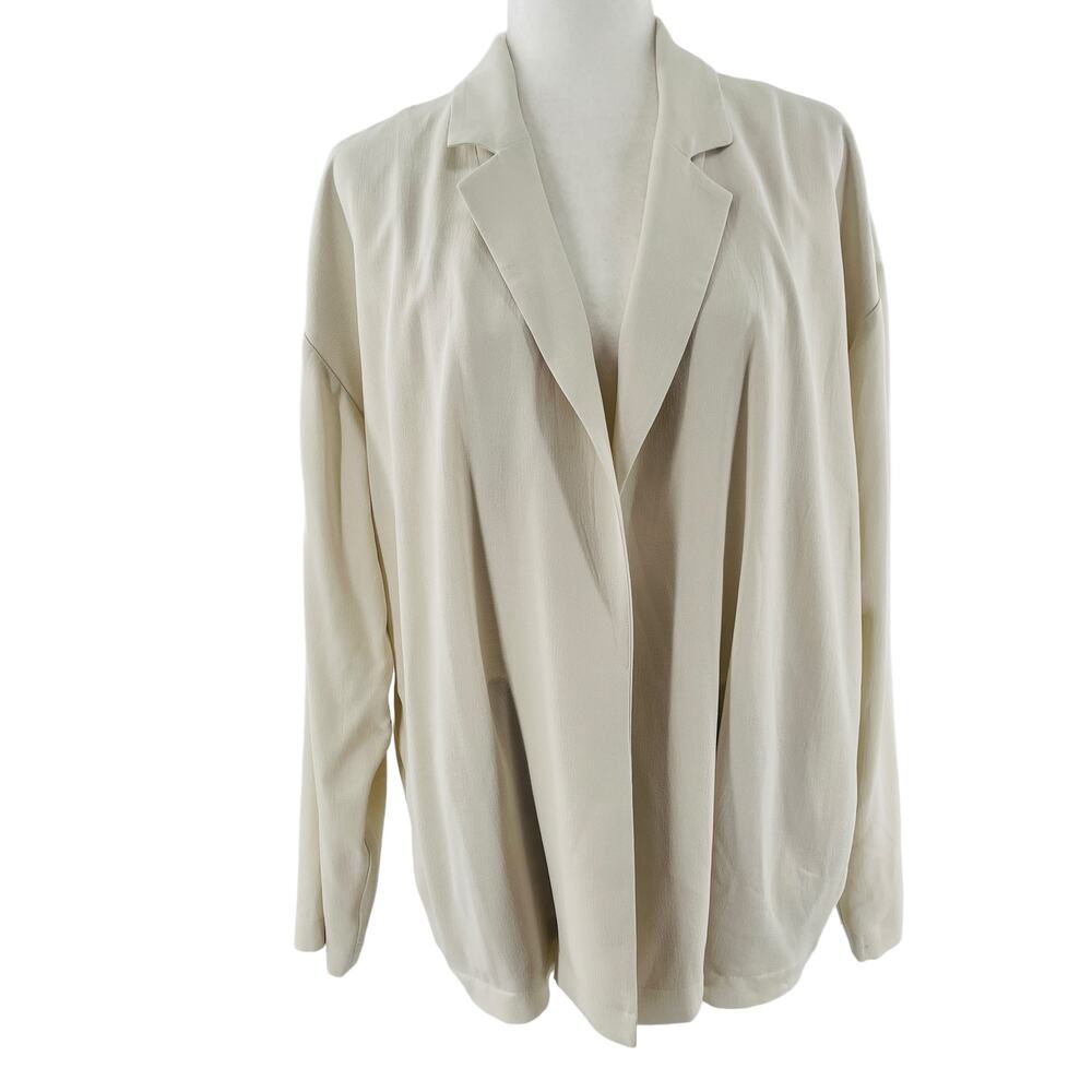 Eileen Fisher Cream Lightweight Slinky Soft Minimalist Open Front Blazer XL